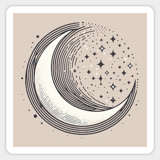 Crescent Moon and stars illustration Sticker